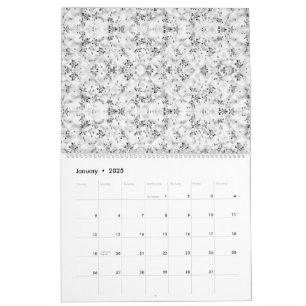 Eine gemusterte, optisch ansprechende, weiße und s kalender