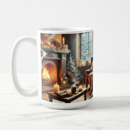 Eine gemütliche Winterlandschaft am Kamin Kaffeetasse