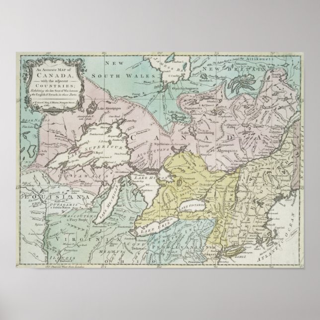 Eine genaue Karte Kanadas, 1761 Poster (Vorne)