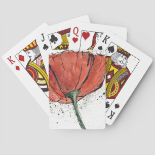 Eine geschlossene Blume auf einem weißen Spielkarten