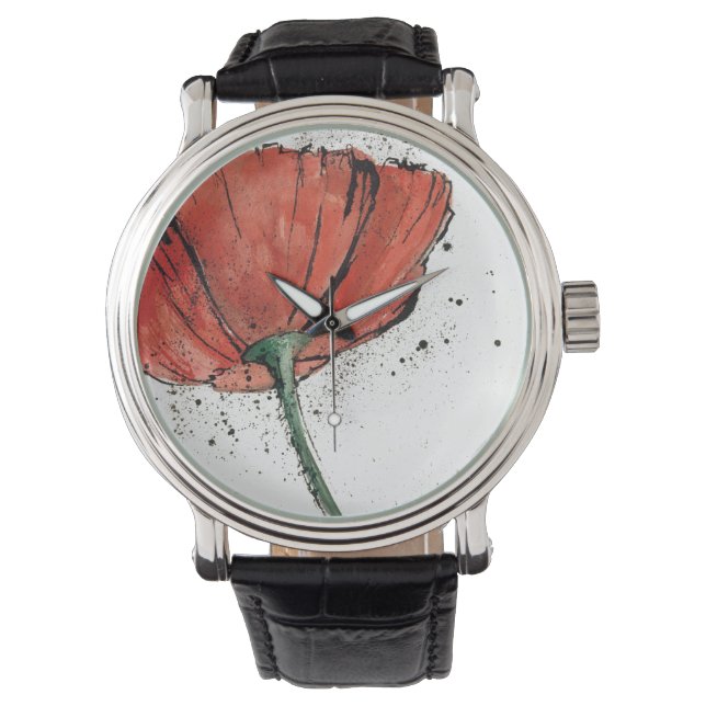 Eine geschlossene Blume auf weißem Hintergrund Armbanduhr (Vorderseite)