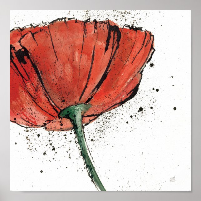 Eine geschlossene Blume auf weißem Hintergrund Poster (Vorne)