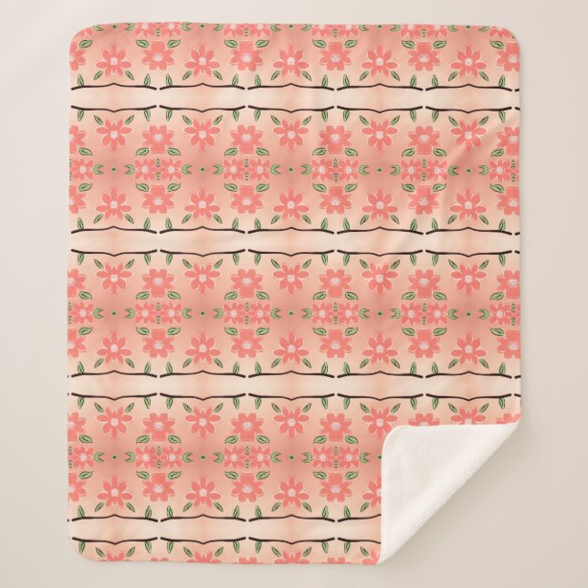 Eine geschwungene Decke in Pfirsich und farbiges S Sherpadecke (Vorderseite)