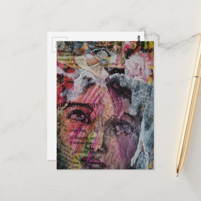 Eine Gesichts-Mixed-Media-Collage Postkarte (Vorderseite/Rückseite Beispiel)