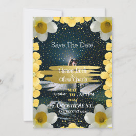 Eine getrocknete Einladung mit narzissenartigen Bl