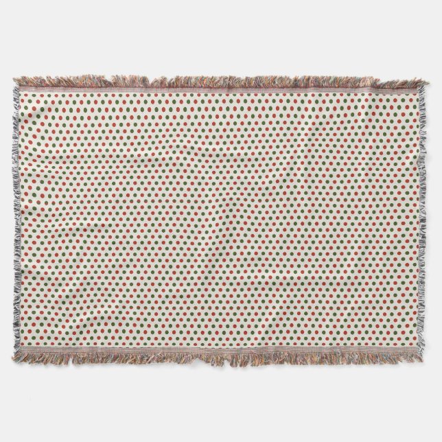 Eine gewebte Decke mit roten und grünen Tupfen  (Vorderseite)