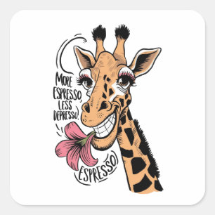 Eine Giraffe mit einem fröhlichen Ausdruck Quadratischer Aufkleber