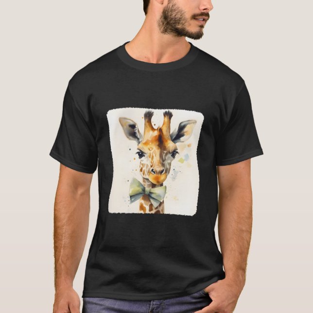 Eine Giraffe mit Fliege Mode Modisch Anima T-Shirt (Vorderseite)