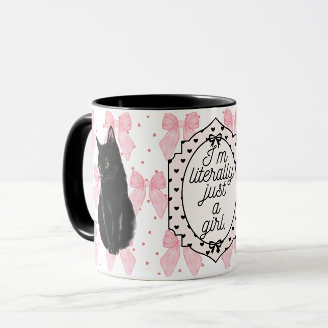 Eine Girl Coquette Cat Pink Girly Tasse (Vorderseite Links)