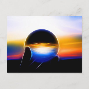 Eine gläserne Kugel im Neonstil Postkarte
