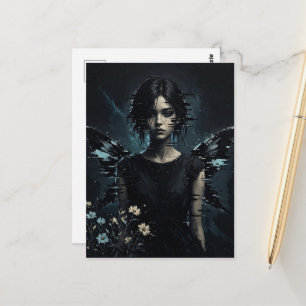 Eine Glitch-Fee mit Blumen Postkarte