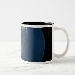 Eine globale Ansicht über Asien mit arktischem Zweifarbige Tasse