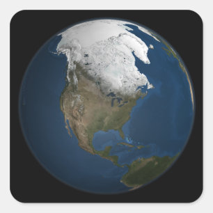 Eine globale Ansicht über Nordamerika Quadratischer Aufkleber