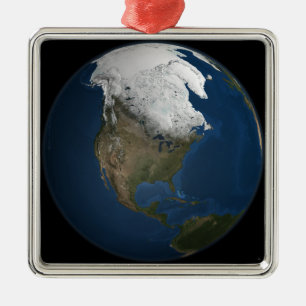 Eine globale Ansicht über Nordamerika Silbernes Ornament