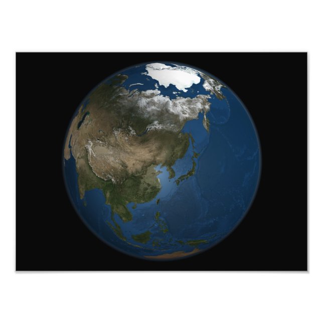 Eine globale Sicht auf Asien mit arktischem Meerei Fotodruck (Vorne)
