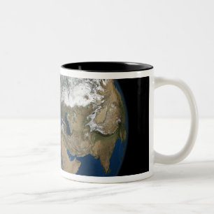 Eine globale Sicht auf Europa und Skandinavien Zweifarbige Tasse