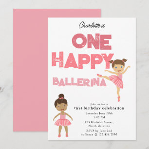 Eine glückliche Ballerina Einladung 1. Mädchen Geb
