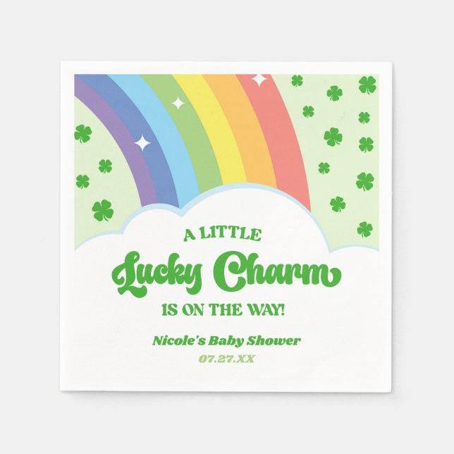 Eine glückliche Charm St. Patrick's Day Baby Dusch Serviette (Vorderseite)