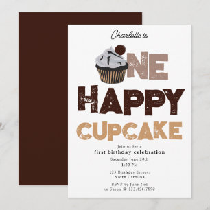Eine glückliche Cupcake-Einladung zum 1. ersten Ge Einladung