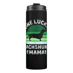 eine glückliche Dackel Mama lustig ist Patrick's D Thermosbecher