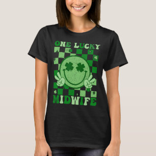 Eine glückliche Hebamme Groovy Lächeln St. Patrick T-Shirt