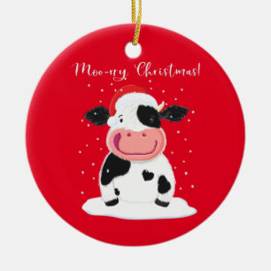 Eine glückliche Holsteinkühe wünscht Ihnen ein  Keramik Ornament