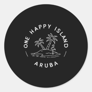 Eine glückliche Insel Aruba Souvenir Sommerurlaub Runder Aufkleber
