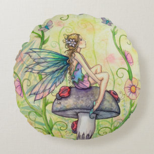 Eine glückliche Ort Feen Fantasy Kunst Rundes Kissen