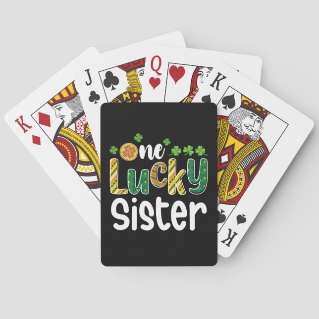 Eine glückliche Schwester Matching Familie St Patr Spielkarten (Rückseite)