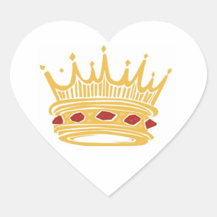 Eine goldene Königskrone mit Juwelen, die Herzen H Herz-Aufkleber