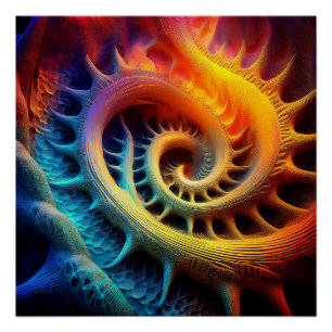 Eine goldene, stachelige Mandelbrot-Menge-Fraktal Poster