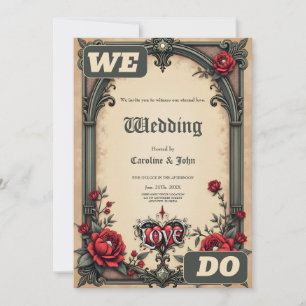 Eine gotische Romantik. Ein verzierter, gotischer  Einladung