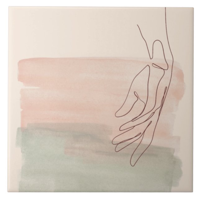 Eine Grafik zeichnend Hand in der Wasserpastel Fliese (Vorderseite)