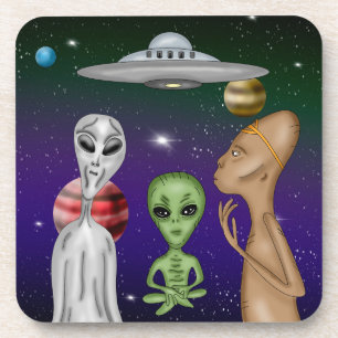 Eine graue, kleine grüne Anunnaki-Alien Zeichne Getränkeuntersetzer