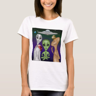 Eine graue, kleine grüne Anunnaki-Alien Zeichne T-Shirt