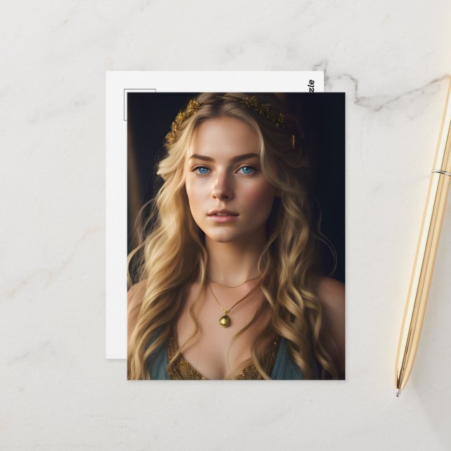 Eine großartige Blond-Frau Postkarte (Vorderseite/Rückseite Beispiel)