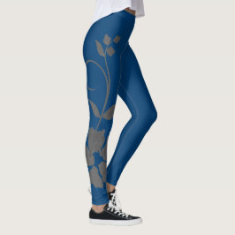 Eine große Blume - TARDIS Blue mit Grau Leggings
