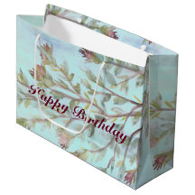 Eine große florale Geschenktasche mit Aquarellfarb