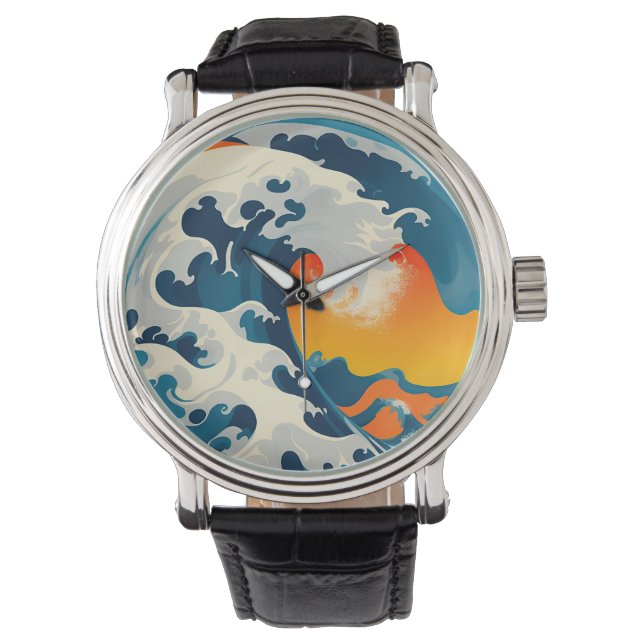 Eine große japanische Welle fangen Armbanduhr (Vorderseite)