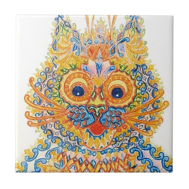 Eine große Mit Augen Katze, Louis Wain Fliese (Vorderseite)
