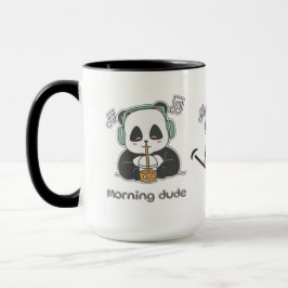 Eine große Tasse in Weiß und Schwarz mit niedliche