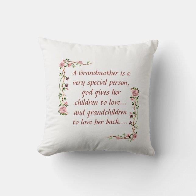 Eine Großmutter ist eine Rose zum Sprichwort einer Kissen (Vorderseite)