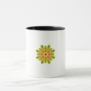 eine grüne und rote Blume mit schwarzen Punkten Tasse