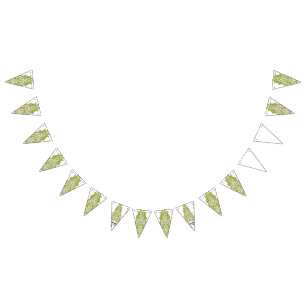 eine grüne und weiße Tapete mit verziertem Design Wimpelkette