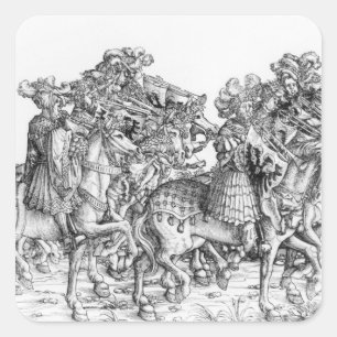 Eine Gruppe montierter Trompeter Quadratischer Aufkleber