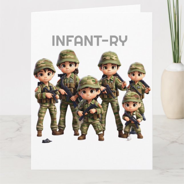 Eine Gruppe von Säuglingen in der Armee Camouflage Karte (Vorderseite)