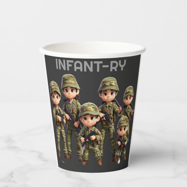 Eine Gruppe von Säuglingen in der Armee Camouflage Pappbecher (Vorderseite)