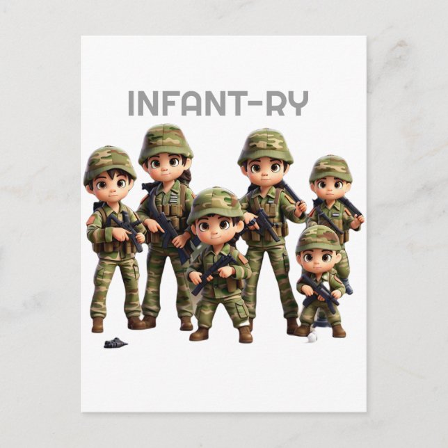 Eine Gruppe von Säuglingen in der Armee Camouflage Postkarte (Vorderseite)