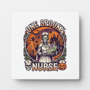 Eine Gruselige Krankenschwester Halloween Skelett Fotoplatte