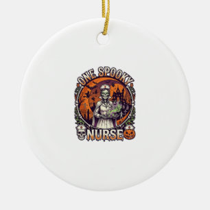 Eine Gruselige Krankenschwester Halloween Skelett Keramik Ornament